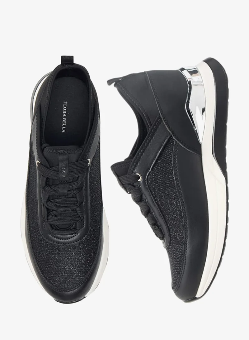 Flora Bella By Shoexpress Womens Glitter Embellished Sneakers With Lace-Up Closure