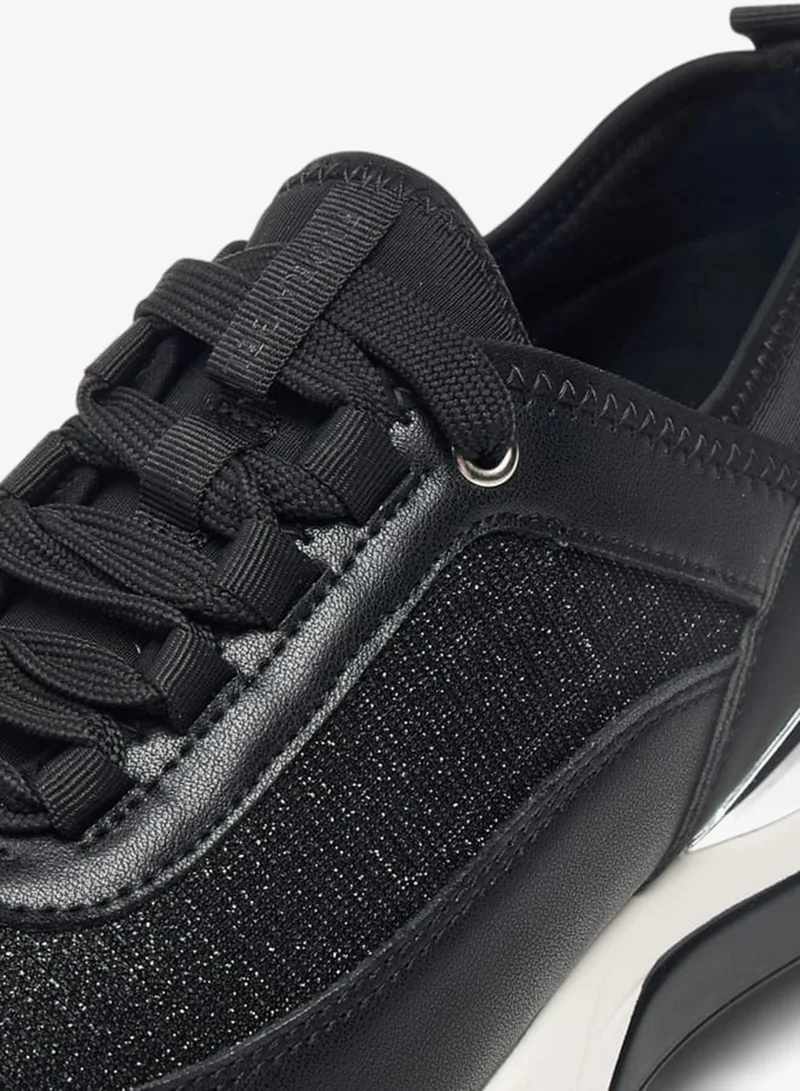 Flora Bella By Shoexpress Womens Glitter Embellished Sneakers With Lace-Up Closure Ramadan Collection