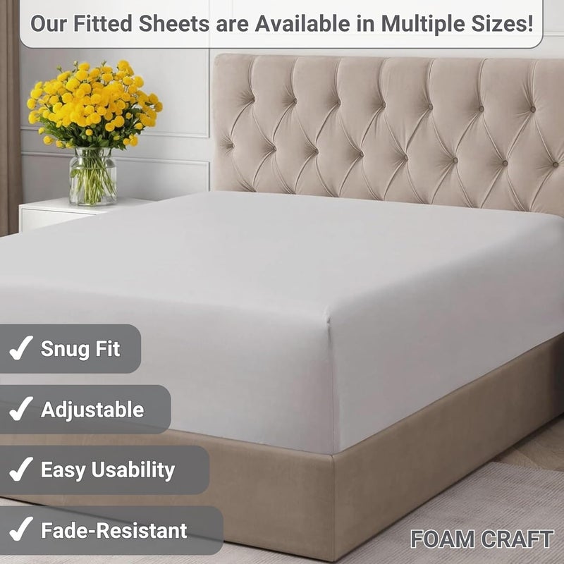 FOAM CRAFT 100% Cotton Fitted Bed Sheet - Light Grey, 160 x 200cm - Image 5