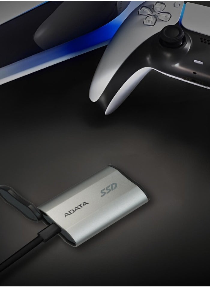 ADATA - SD810 1000GB IP68 Water Resistance 1TB External Solid State Drive | For iPhone 15/16/Pro/Max, Android PS5 and XBOX 2000 MB/s USB 3.2 Gen 2 USB-C | Silver - Image 1