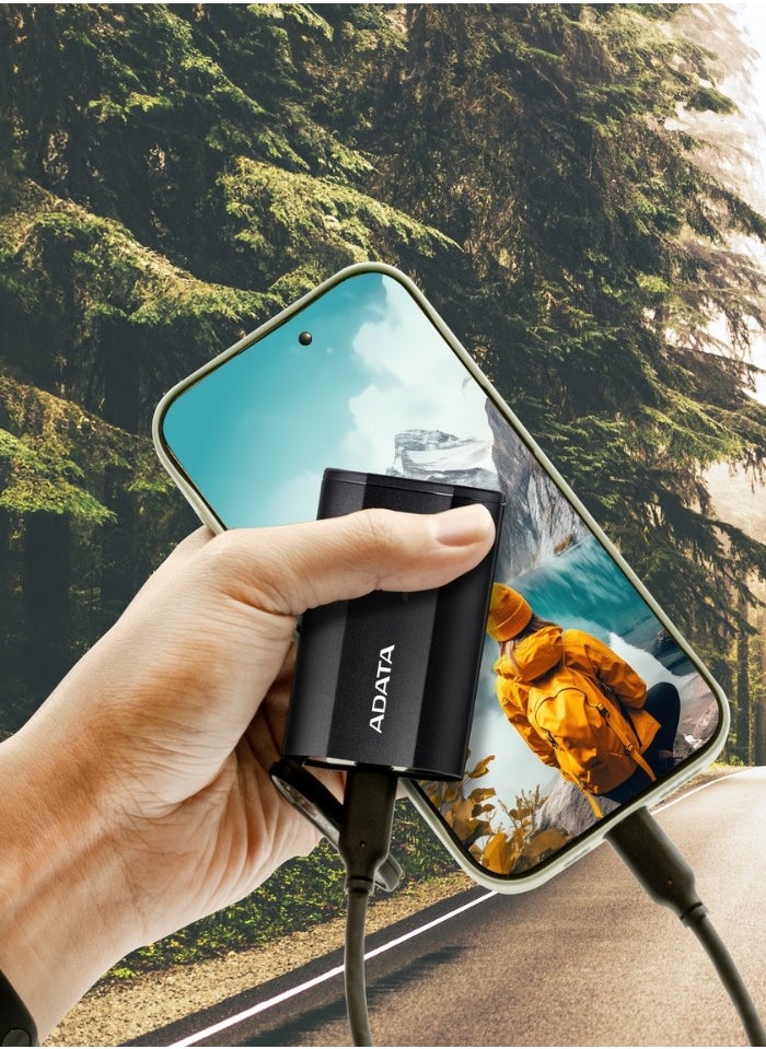 ADATA - SD810 1000GB IP68 Water Resistance 1TB External Solid State Drive | For iPhone 15/16/Pro/Max, Android PS5 and XBOX 2000 MB/s USB 3.2 Gen 2 USB-C | Silver - Image 1