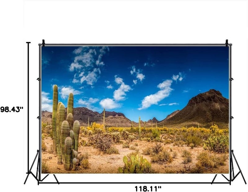 Laeacco 10x8ft Gobi Desert Huge Cactuses Wildness Weathered Mountains Scenic Background for Photography Desolate Place Nature Scenery Backdrop Landscape Wallpaper Studio Props - Image 5