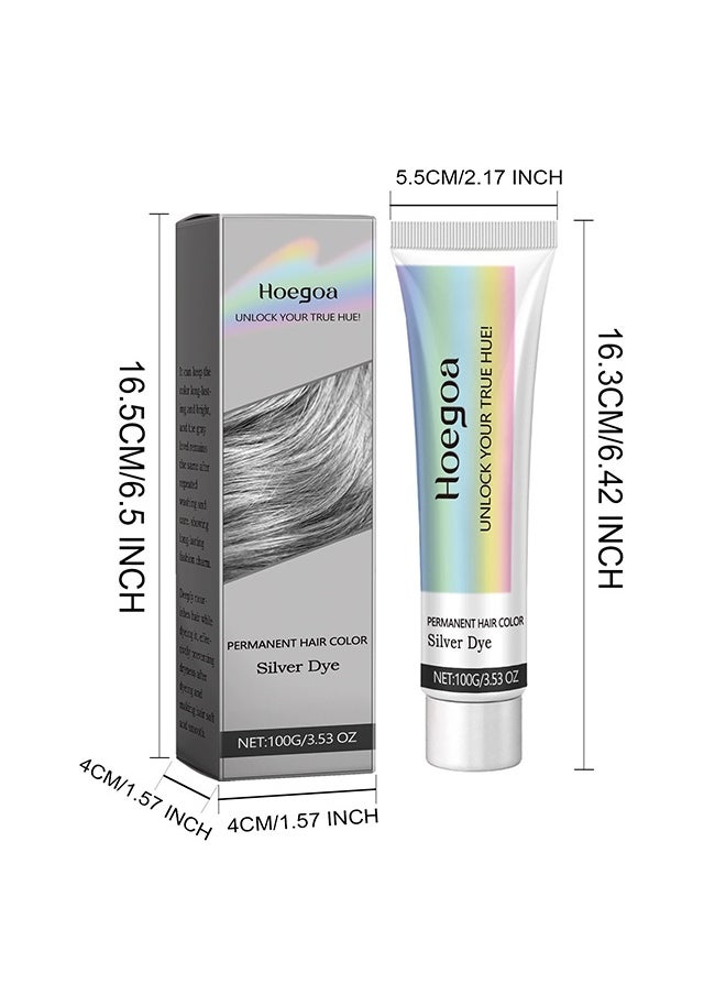HOEGOA Silver Gray Natural Hair Dye Cream, Unisex Long-Lasting Hair Color, Easy to Apply and Non-Stripping, Suitable for All Hair Types, Fashionable 3.53 OZ (Grey, 1 PC)  - Image 2