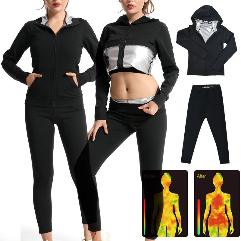 Men'S And Women'S Sweat Suits, Sports Suits, Sauna Long-Sleeved Zipper Corsets, Running Fitness Sportswear, Shapewear - Image 1