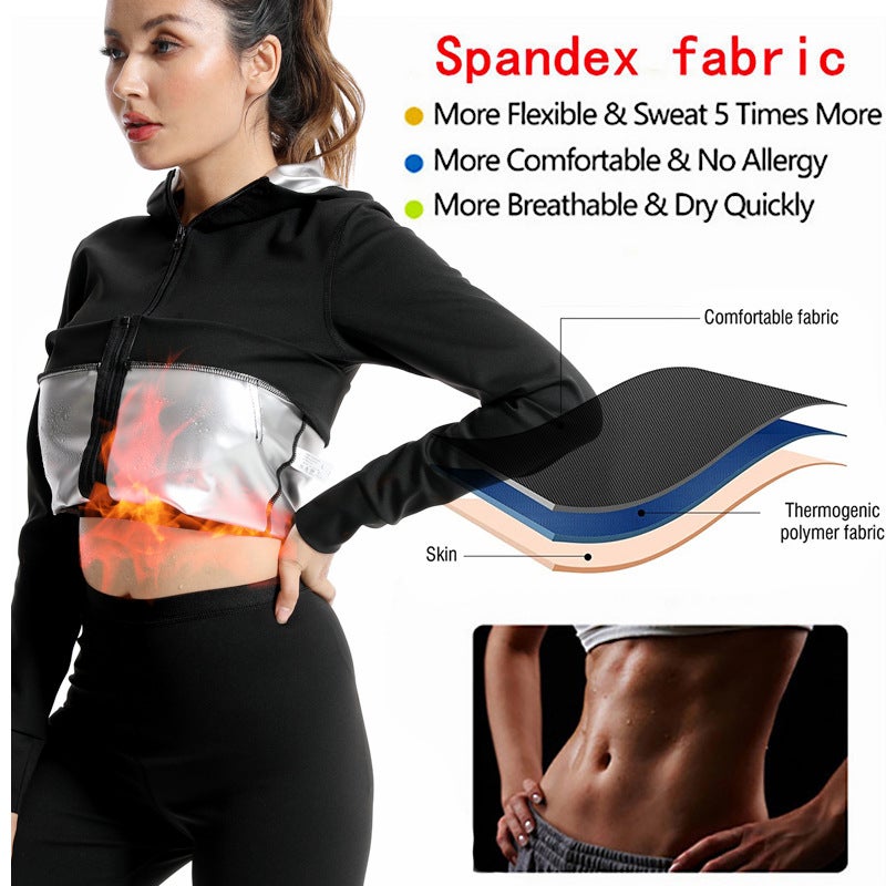 Men'S And Women'S Sweat Suits, Sports Suits, Sauna Long-Sleeved Zipper Corsets, Running Fitness Sportswear, Shapewear - Image 4