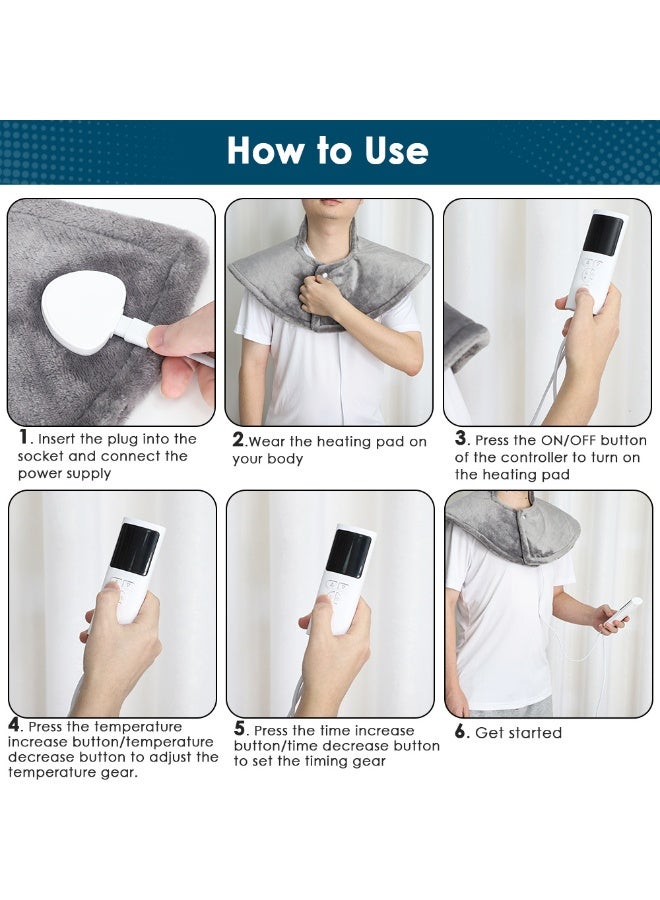 Arabest Electric Heating Pad - Neck, Shoulder, Back, Abdomen and Leg Pain Relief, 6-Speed Temperature Adjustment, 4-Speed Timing Setting, Self-Closing, Machine Washable,16 X 22 Inches - Image 5