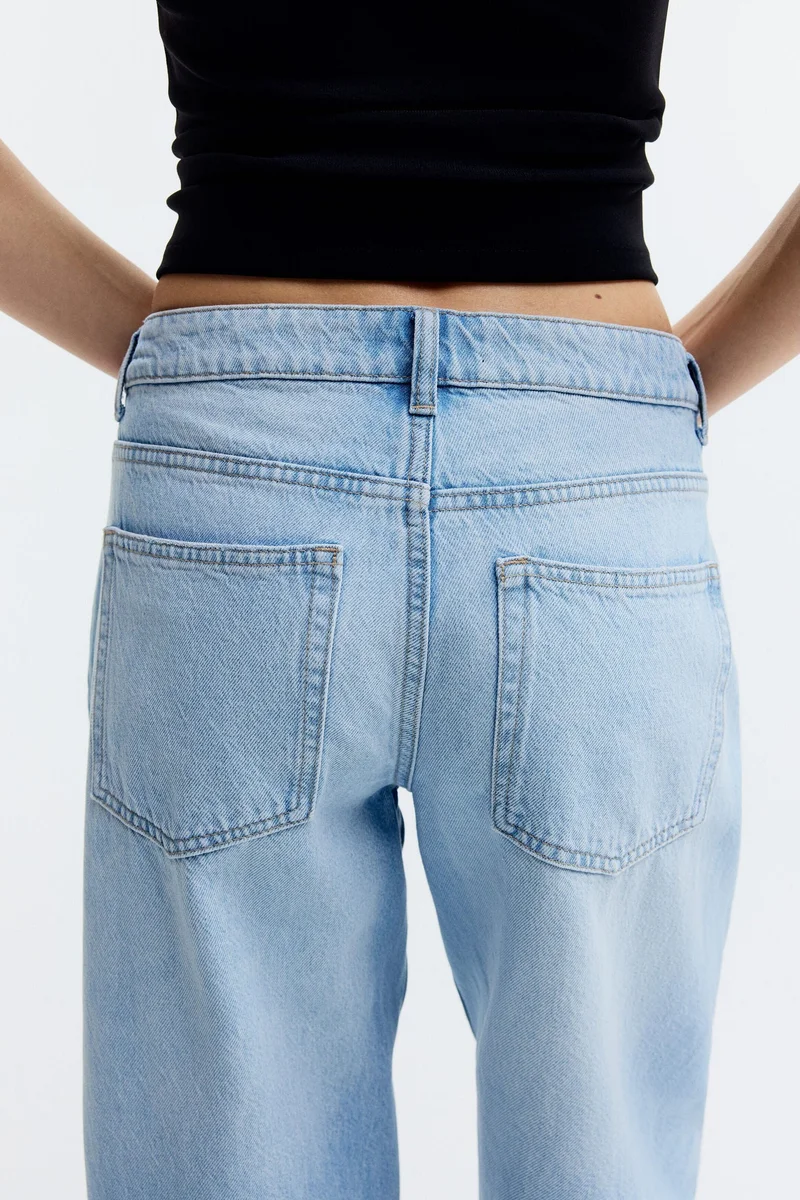 H&M  Barrel Regular Waist Ankle Jeans for Women | Best Price UAE
