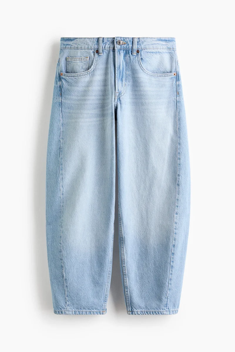 H&M  Barrel Regular Waist Ankle Jeans for Women | Best Price UAE
