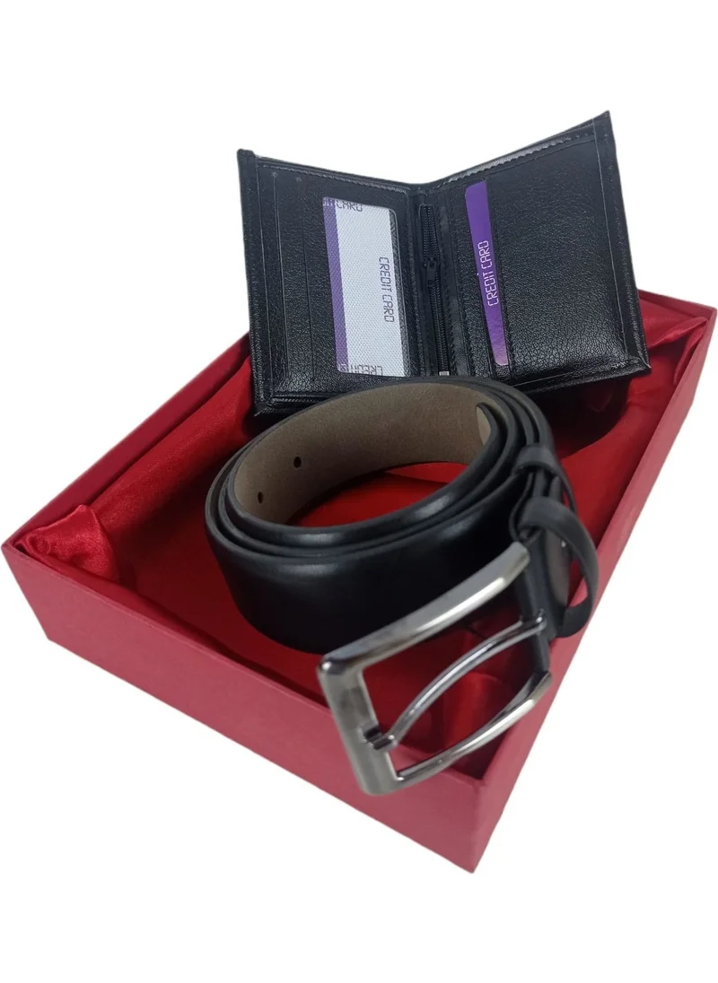 Başkent Çanta Başkent Bag Men's Black Belt Wallet Set