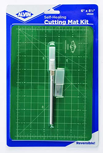 ALVIN Self-Healing Cutting Mat Kit 6"x8.5" Model GM0668 Double-Sided Mat with Art Knife, GBM Series, Gridded Rotary Cutting Board for Crafts, Sewing, Fabric - 6 inches x 8.5 inches - Image 1