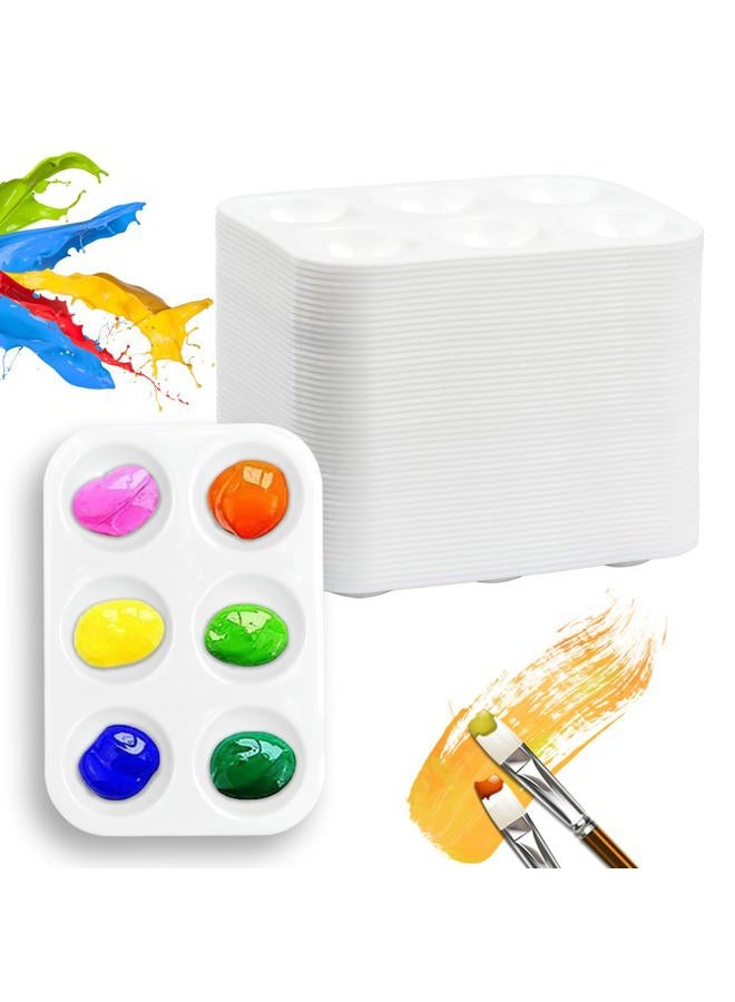 LYHLYA Paint Tray Palettes Plastic Paint Pallets for Kids or Students Watercolor Palette Painting Tray for Painting Party, DIY Craft and Art Painting (White-50pcs) - Image 1