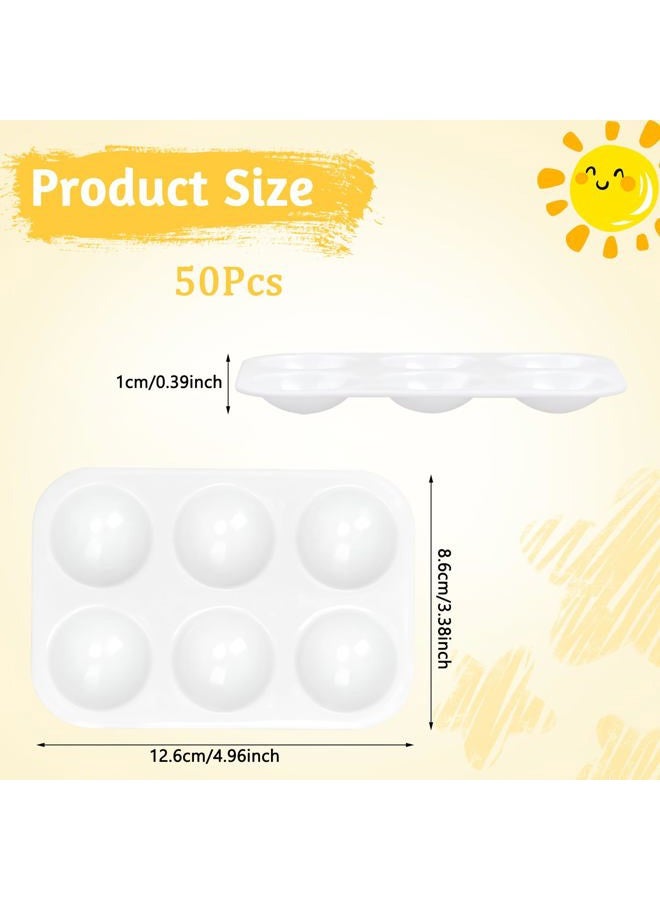 LYHLYA Paint Tray Palettes Plastic Paint Pallets for Kids or Students Watercolor Palette Painting Tray for Painting Party, DIY Craft and Art Painting (White-50pcs) - Image 2