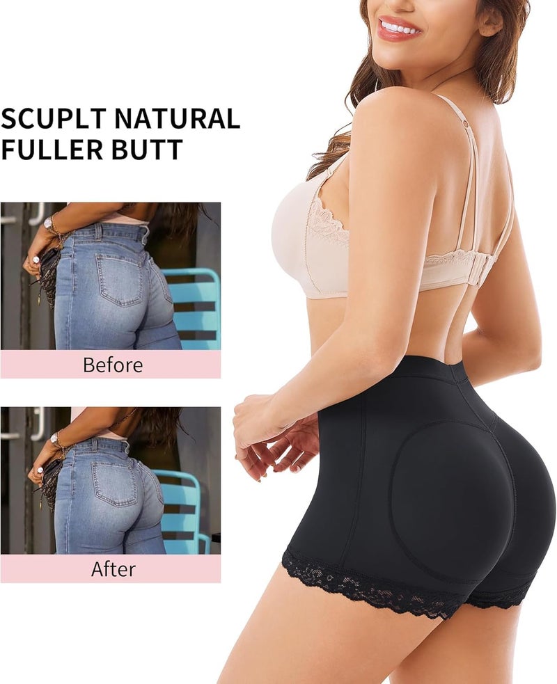 HSR Women Butt Lifter Panties Padded Shapewear Hip Enhancer Pads Shorts Seamless Underwear Tummy Control Boyshorts Black - Image 3