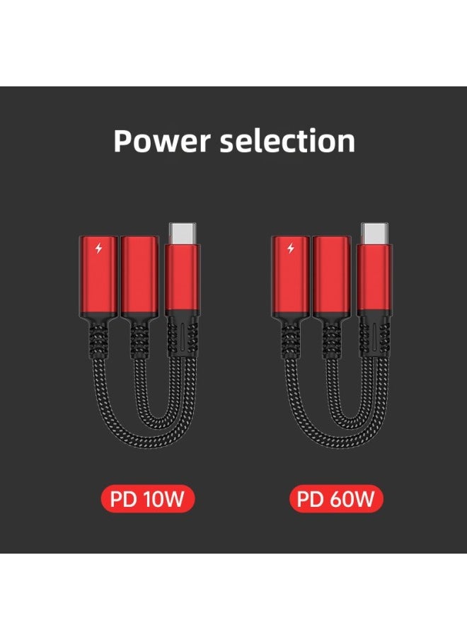 Generic Products For SamsungType-c To Two-in-one Digital Headset Audio Adapter PD60W Fast Charging Line-Interface Form:10W Power Red (digital Headset Only)  - Image 4