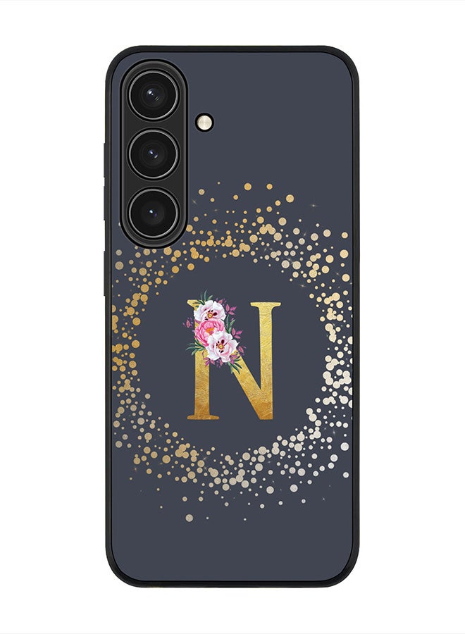 Stylizedd For Samsung Galaxy S25 5G Case,Slim fit Camera Protection, Shockproof Thin Phone cover  - Custom Monogram Floral - N  (Grey ) - Image 1