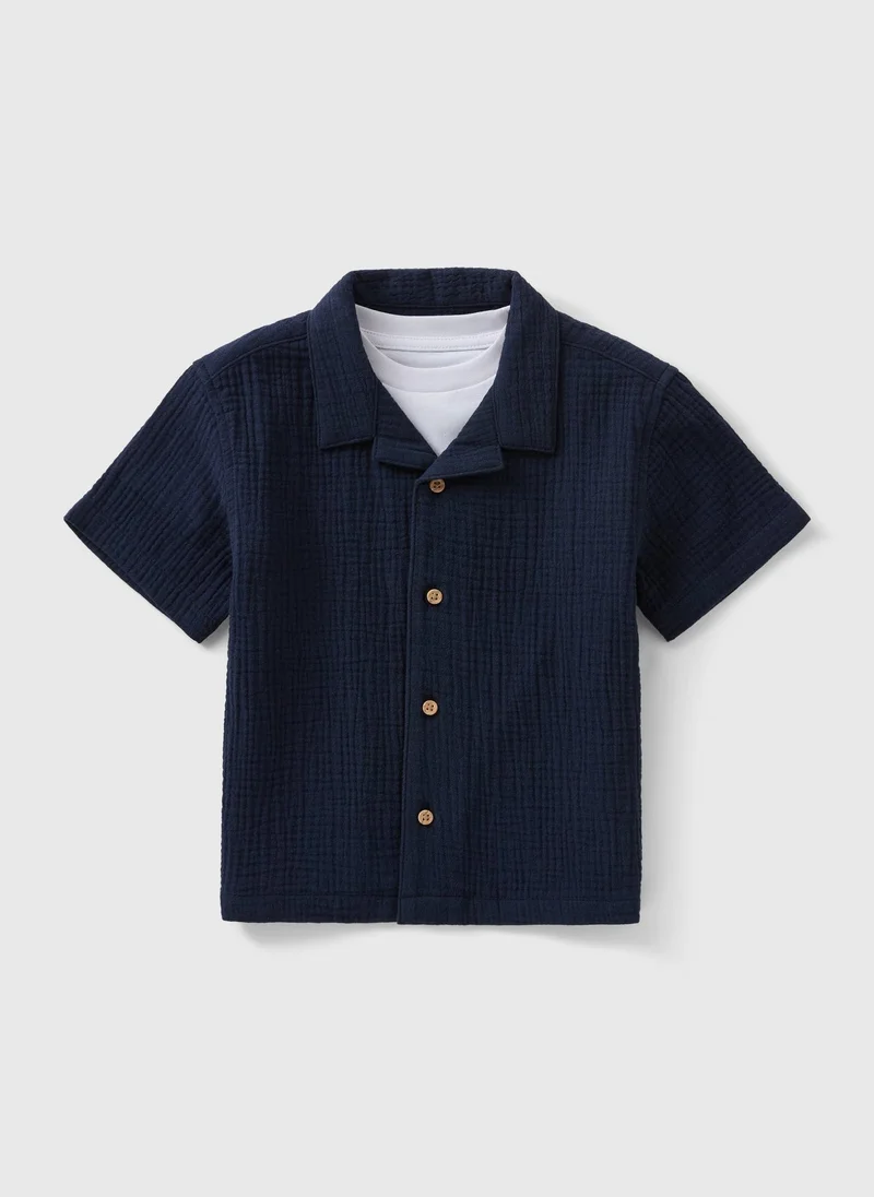 Matalan Boys Navy Tee & Shirt Set