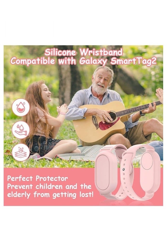 With Silicone Bracelet for Samsung Galaxy Smart Tag 2 - Silicon Protective Case - Adjustable Anti-Lost Watch Band for Toddler Child Protective Case for Backpack, Kids, Elders, Luggage, Pets - Pink - Image 4