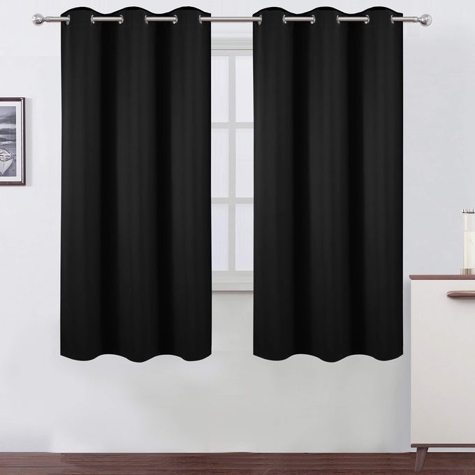 Black Blackout Curtains 34 x 63 Inch LengthSet of 2 Curtain PanelsThermal Insulated Room Darkening Blackout Curtains for Bedroom