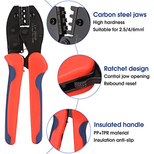YXGOOD Solar Crimping Tool for Solar Panel Cable with 12 Pairs Solar Connectors, 1PCS Solar Crimper, 2 PCS Spanner Wrench, Crimper Tool for 2.5/4/6mm² Solar PV Wire - Image 3