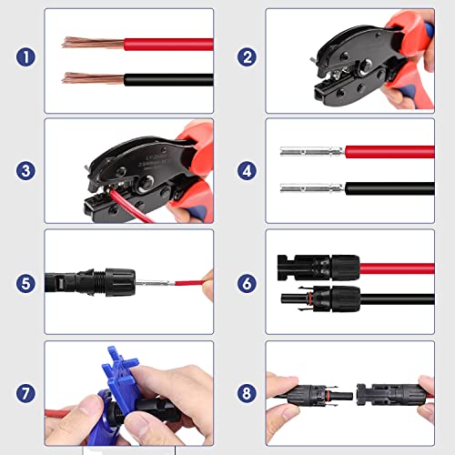 YXGOOD Solar Crimping Tool for Solar Panel Cable with 12 Pairs Solar Connectors, 1PCS Solar Crimper, 2 PCS Spanner Wrench, Crimper Tool for 2.5/4/6mm² Solar PV Wire - Image 5