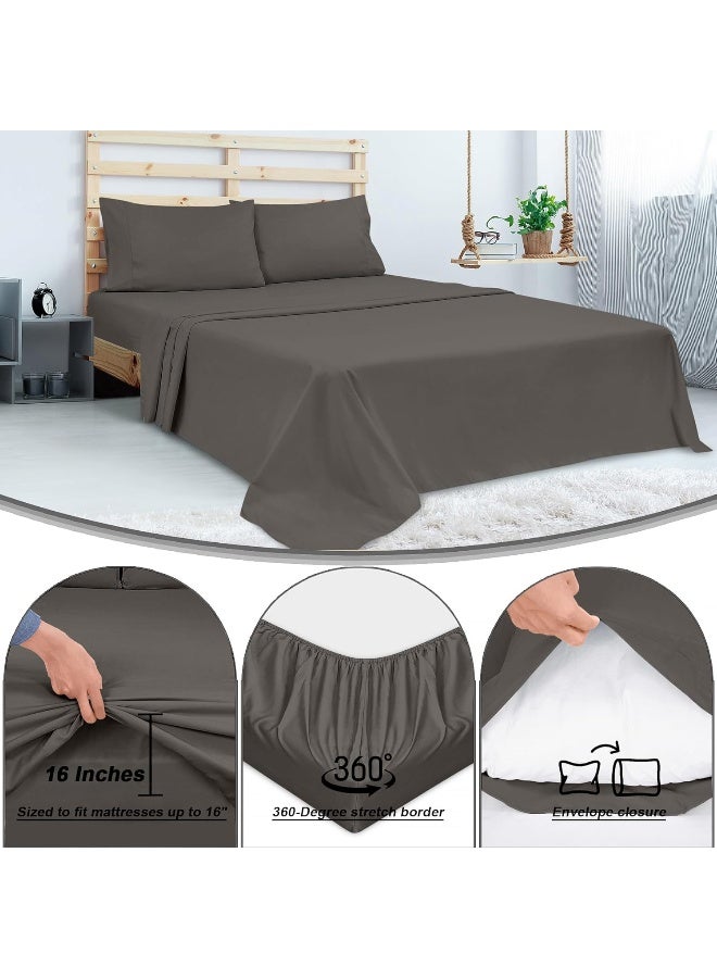 ROYALE LINENS 300 Thread Count 100% Cotton Fitted Sheet - Ultra-Soft Wrinkle & Fade Resistant - Bottom Sheet - Deep Pocket Stretches Up to 16" - Fitted Sheet Only-Elastic Sheet (Full, Grey) - Image 5