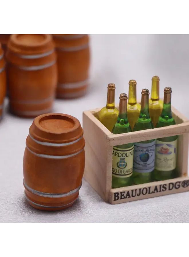 Wooden Wine Barrel Set 2pcs Mini Dollhouse Decor For Beer Wine Water Features - Image 4