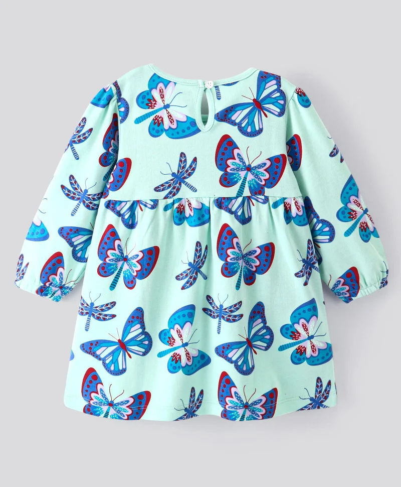 Bonfino Bonfino 100% Cotton Full Sleeves All Over Printed Dress - Green