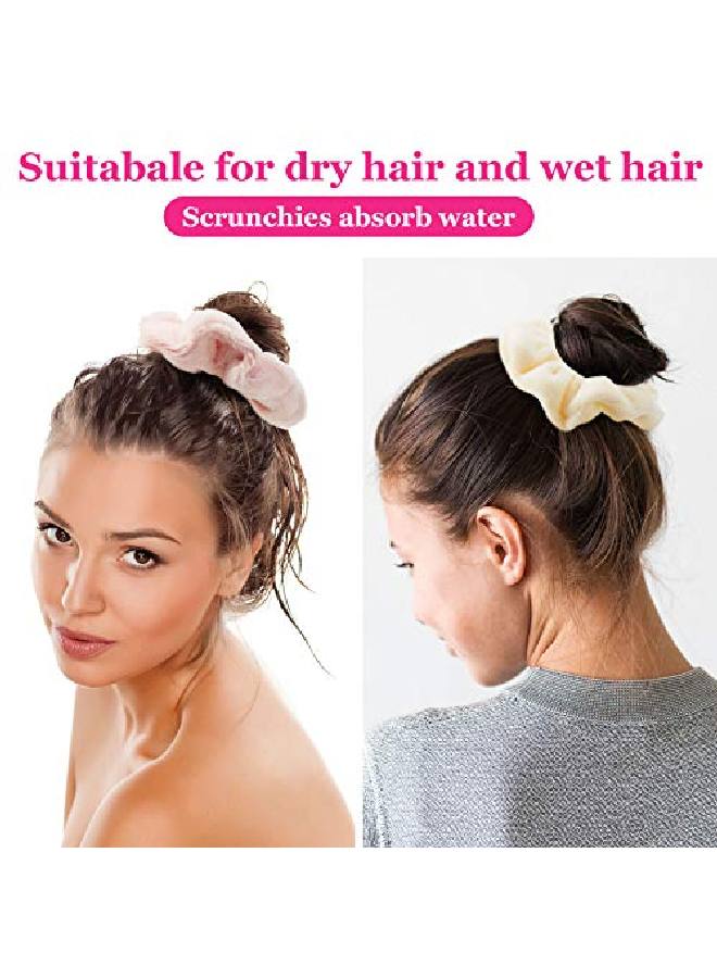 Syhood 8 Pieces Towel Microfiber Scrunchies Hair Drying Scrunchies Soft Microfiber Thick Fuzzy Scrunchy Ponytail Holder Hair Ties For Wet And Dry Hair - Image 3