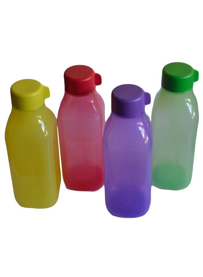 توبروير مجموعة زجاجات مياه بلاستيكية مربعة من توبروير، سعة 1 لتر، 4 قطع، متنوعة - Image 1