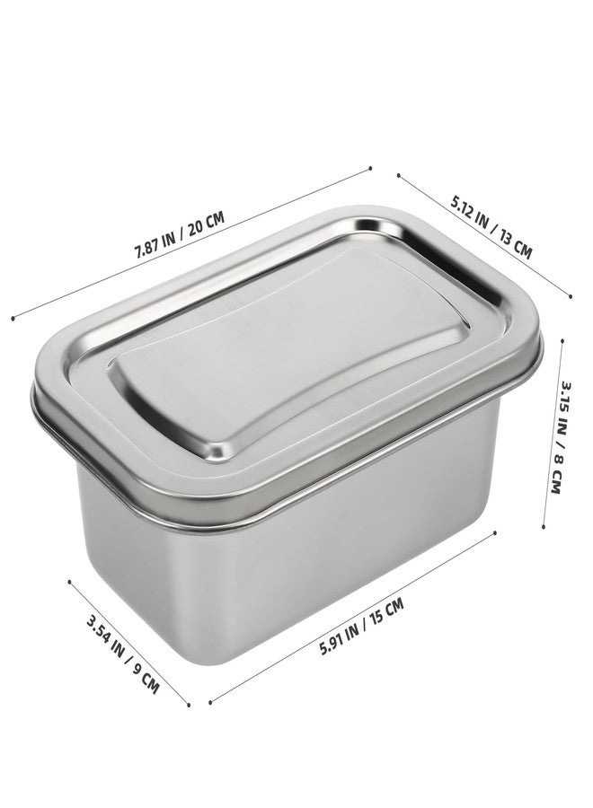 Hemoton Reusable Ice Cream Storage Containers with Lids Stainless Steel Food Keeper Freezer Box Insulated Ice Cream Tub for Refrigerator Home Made Ice Cream - Image 2