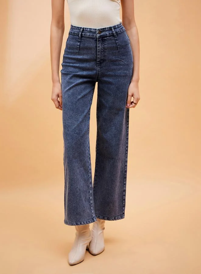SASSAFRAS High Rise Front Dart Jeans with Back Pockets by Styli