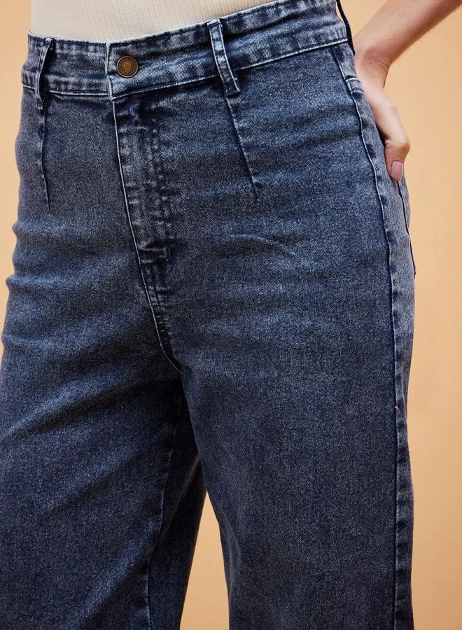 SASSAFRAS High Rise Front Dart Jeans with Back Pockets by Styli