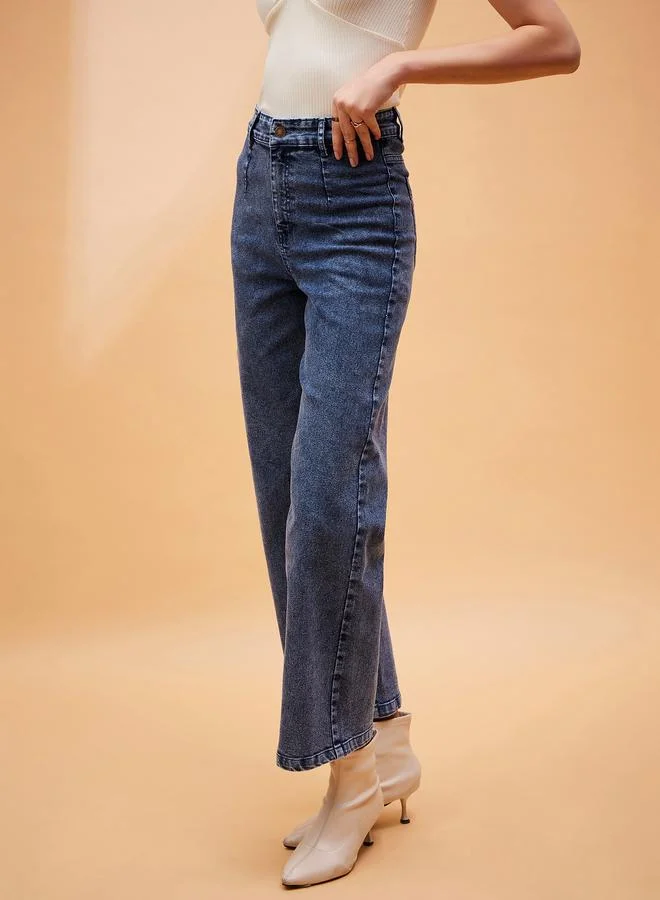SASSAFRAS High Rise Front Dart Jeans with Back Pockets by Styli