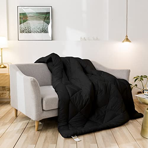 cozy night لحاف كوزي نايت الناعم بحجم كينغ - لحاف بديل خفيف الوزن مع دبابيس زاوية - لحاف رقيق وقابل للتنفس وقابل للغسل في الغسالة بتصميم الماس (أسود، 110"x98") - Image 2