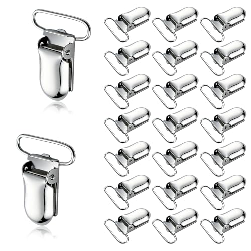 Demearly 25 PCS 1" Suspender Clips Metal Pacifier Clip Holder for Pacifiers DIY Baby Girl Toy Bibs Garter Making Supplies (Silver, Bulk) - Image 1