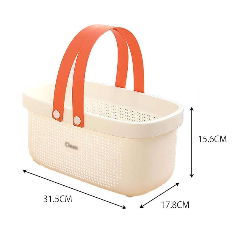 TRADY Storage Basket with Handle Portable Shower Caddy Tote Plastic Bath Organize Basket Bin for Bathroom Kitchen Dorm Room Bedroom124 X 7 X 62 IN White - Image 2