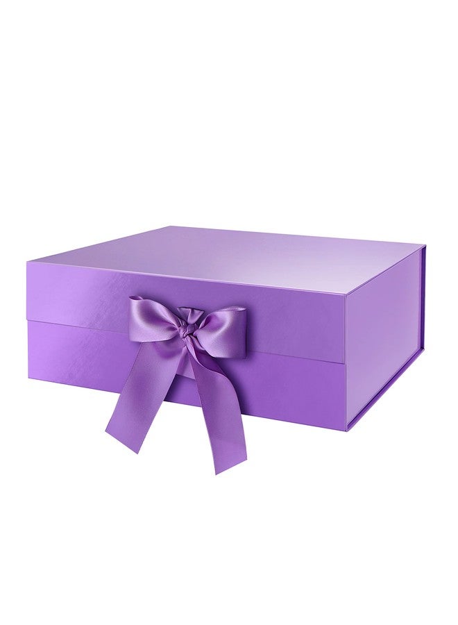 GREEN BEAN Large Gift Box with Lid for Presents 13x9.7x3.4 Inches, Purple Magnetic Gift Box with Ribbon, Bridesmaid Proposal Box (Glossy Purple) - Image 1