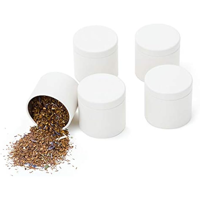 Tianhui Mini Small Tin Can Box With Lids Canister For Coffee Tea Candy Storage Loose Leaf Tea Tin Containers Storage 5 Pcs White SD185*H177 - Image 2