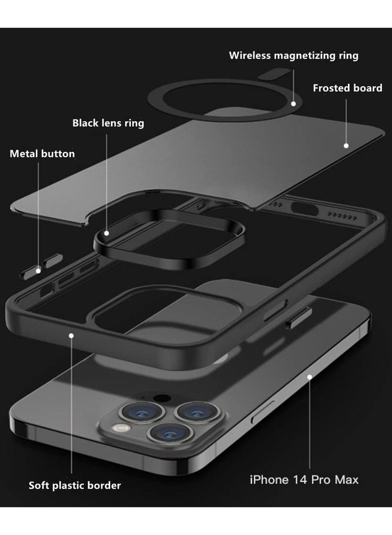 iPhone 14 Pro Case MIL Grade Drop Tested Compatible with MagSafe Translucent Matte Back with Metal Keys Anti Fingerprint Anti Scratch 6.1 Inch  - Image 4