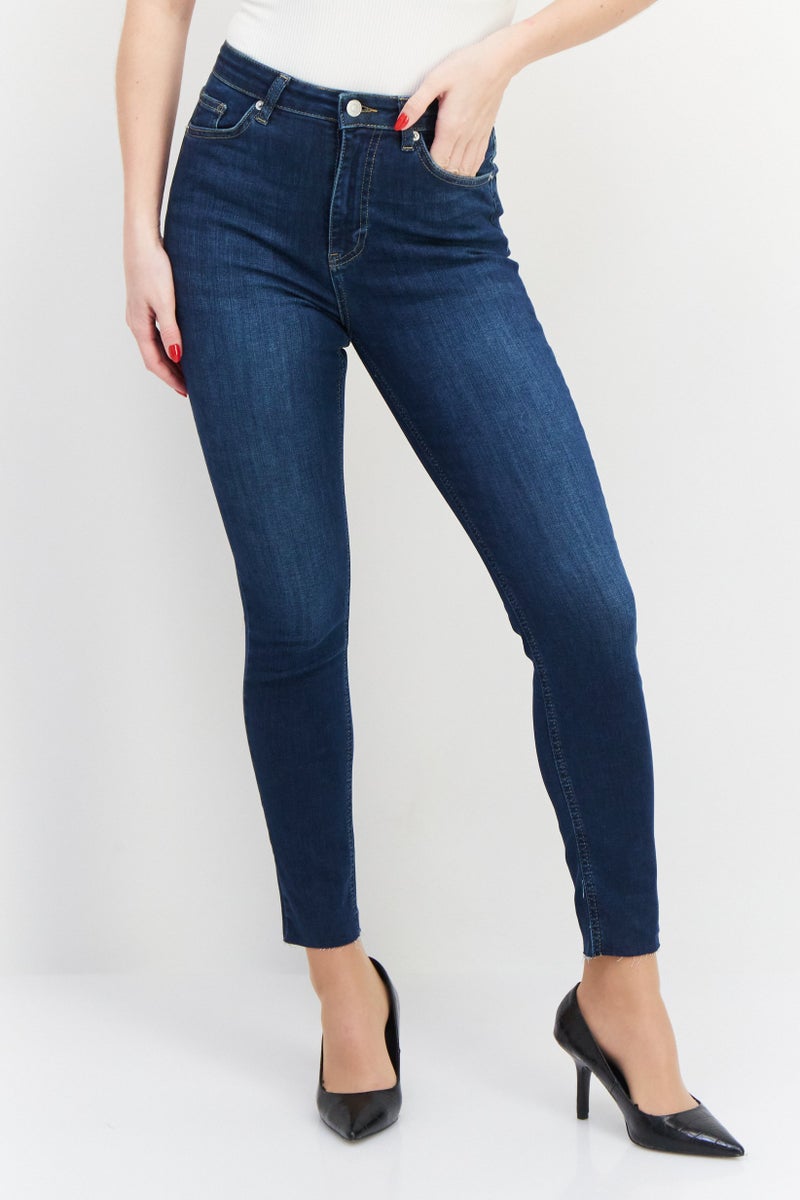 NA-KD جينز نسائي ضيق عالي الخصر قابل للتمدد، أزرق داكن - Image 1