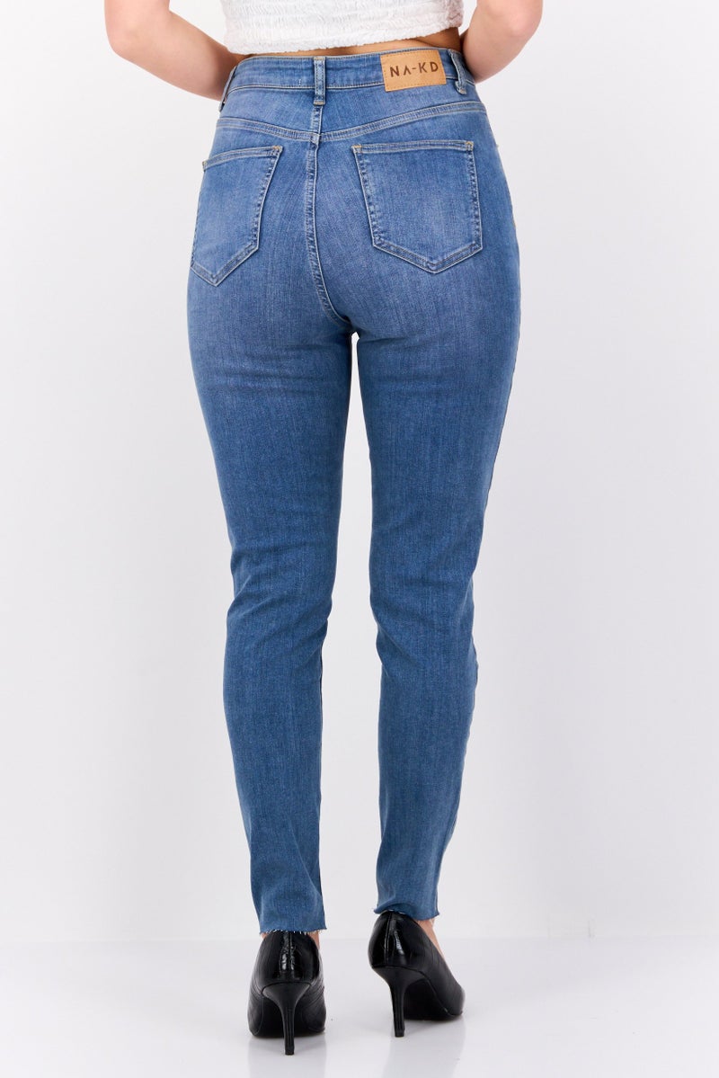 NA-KD Women Skinny FIt Washed Stretchable Jeans, Blue - Image 4