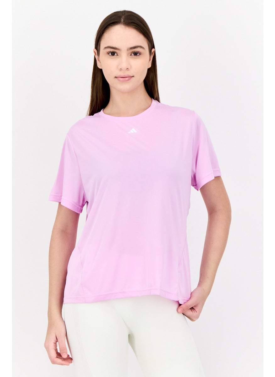 Adidas Women Sportswear Fit Short Sleeves Training T-Shirt, Lilac  - Image 1