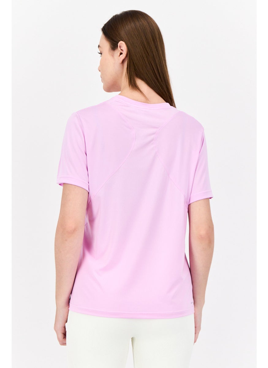 Adidas Women Sportswear Fit Short Sleeves Training T-Shirt, Lilac  - Image 3
