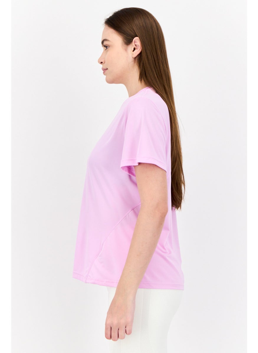 Adidas Women Sportswear Fit Short Sleeves Training T-Shirt, Lilac  - Image 2