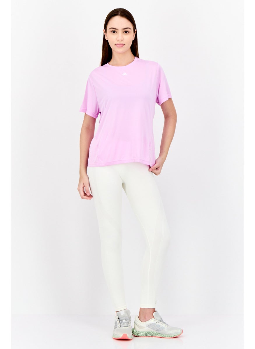 Adidas Women Sportswear Fit Short Sleeves Training T-Shirt, Lilac  - Image 4