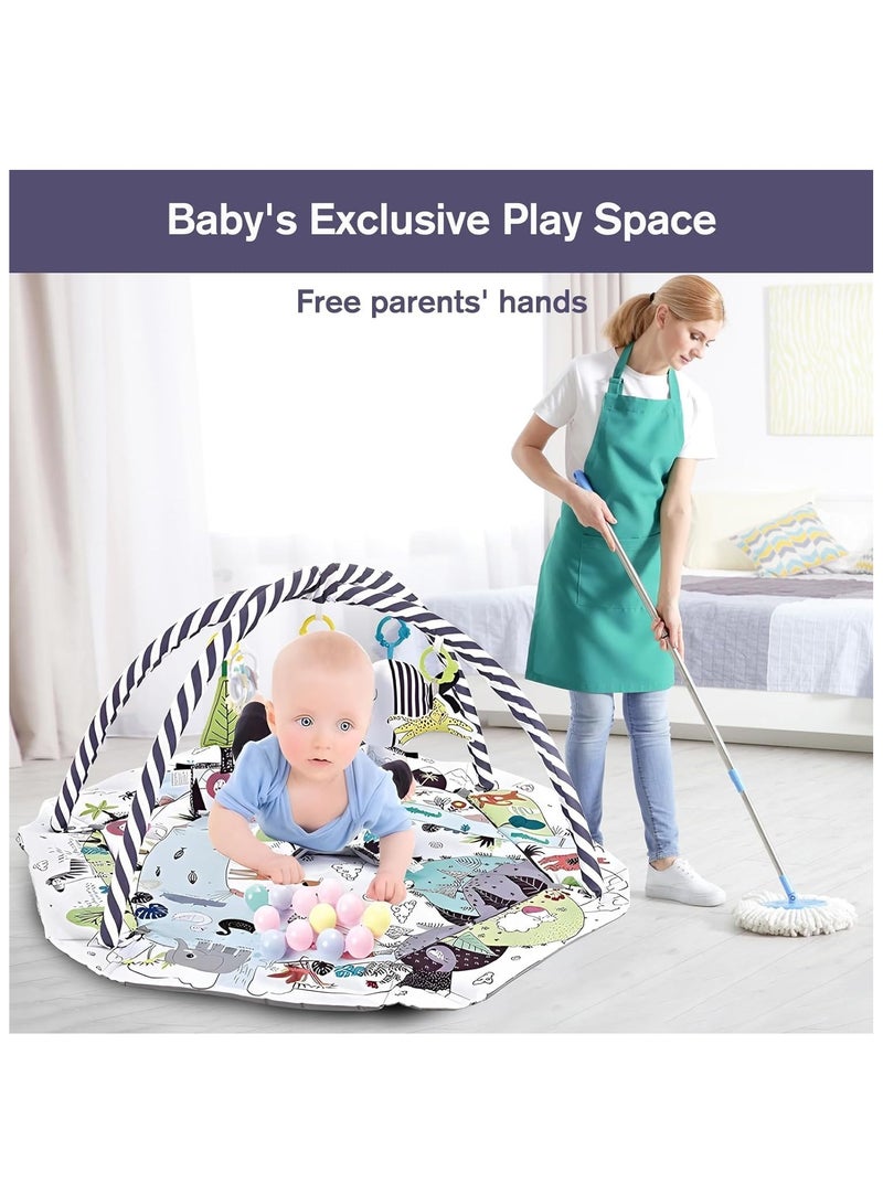 سجادة لعب الأطفال 5 في 1، سجادة أنشطة وقت الاستلقاء على البطن، مع 8 ألعاب قابلة للفصل لتنمية المهارات الحسية والحركية لحديثي الولادة، سجادات لعب الأطفال للأرضية، حفرة الكرة، وسادة للحيوانات الأليفة، قابلة للغسل - Image 5