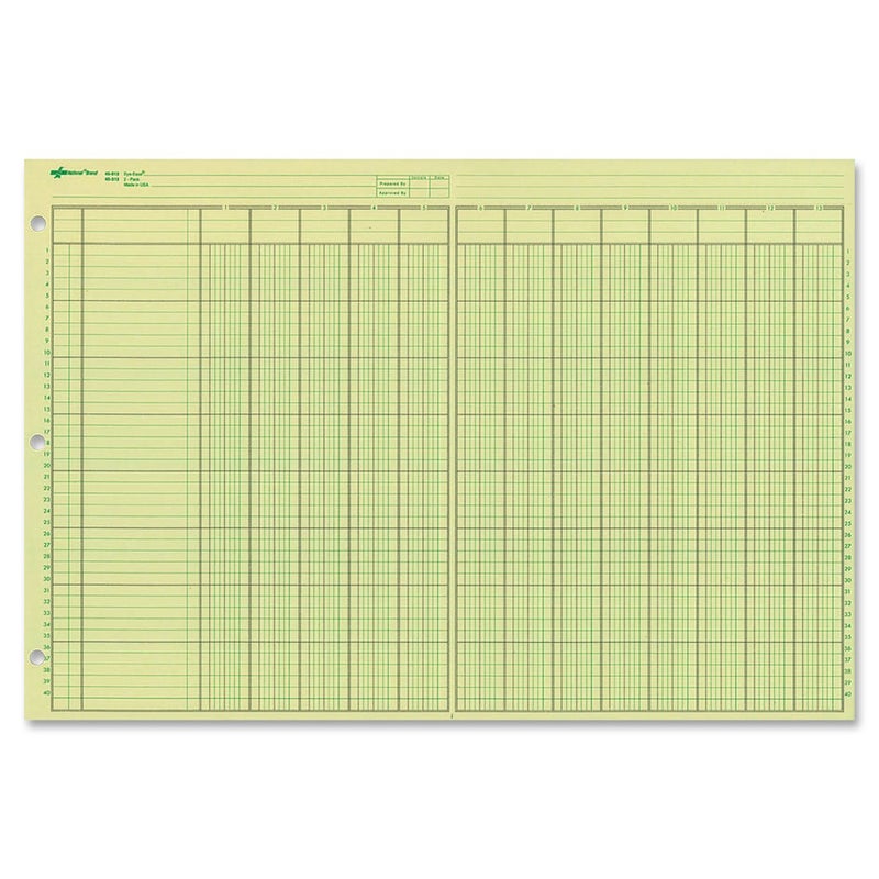 National Analysis Pad 13 Columns Green EyeEase Paper Numbered Lines SidePunched 11 x 16375 50 Sheets 45613