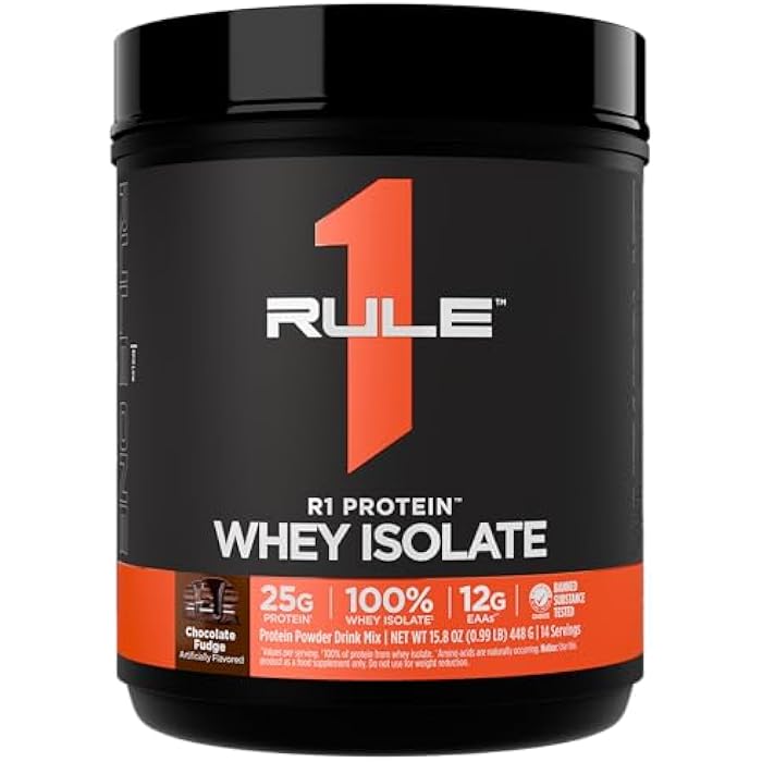 Rule 1 Proteins Rule 1 R1 Protein Whey Isolate - with 25g Protein & 6g BCAA Exclusively from Isolated & Hydrolyzed Sources for Workout Recovery (1 Pound*, Chocolate Fudge) - Image 1