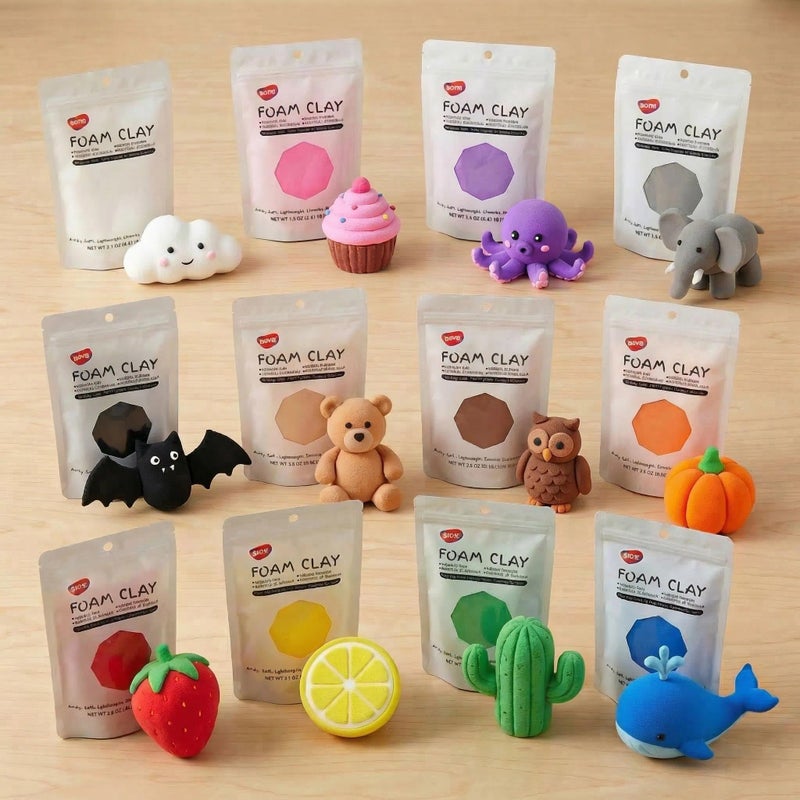 BOHS 12-Colors Foam Modeling Clay- for Cosplay,School Projects,Baby Hand Print,Slime - Squishy, Air Dry, Soft - Gifts for Adult and Kids - 12 pcs,2.65 lbs,Ages 3 & Up - Image 5