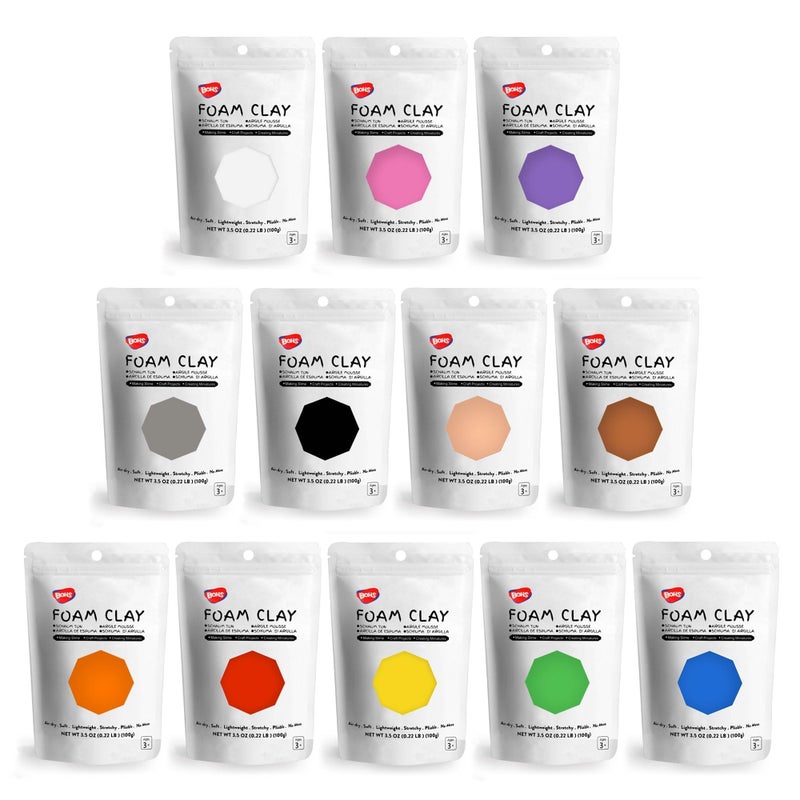 BOHS 12-Colors Foam Modeling Clay- for Cosplay,School Projects,Baby Hand Print,Slime - Squishy, Air Dry, Soft - Gifts for Adult and Kids - 12 pcs,2.65 lbs,Ages 3 & Up - Image 1